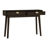 Table console moderne du milieu du siècle en MDF, 2 tiroirs, pieds au design incurvé, durable, montage facile pour salon, salle à manger, villa, entrée