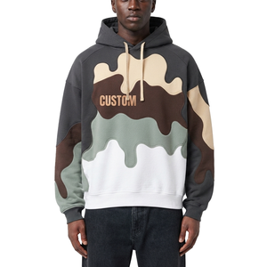 Sweat à capuche tendance pour homme en molleton de coton, coupe oversize, style streetwear, avec empiècements color block, fournisseur B2B de marques privées - Product Image 1