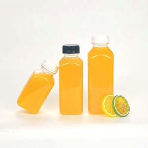8oz 12 oz 16 oz Eco-friendly Recyclable Lids PET Plastic 0.1mm Thick Square Screen Printed Juice/Dressing & <b>Smoothie</b> <b>Bottles</b> - Product Image 3