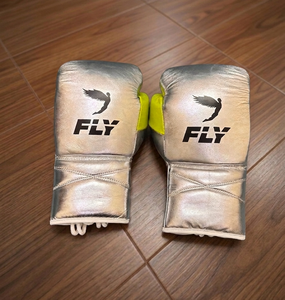 Fly Boxing <b>Gloves</b> Head Guard Groin Guard Set <b>Silver</b> Yellow Real Leather Lace-Up Customizable Lightweight Unisex MMA Martial Arts - Product Image 5