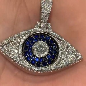 Trendy 14K <b>Gold</b> Plated 925 Silver Religious Peace Moissanite <b>Tester</b> Pass Unisex Christian Eye Layering Custom Pendants Charm - Product Image 2