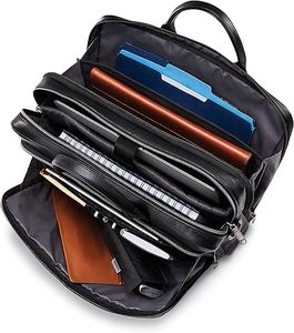 Smart Carry Black Leather Briefcase for Men Business Laptop <b>Bag</b> Functional Office <b>Work</b> <b>Bag</b> with Organized Compartments - Product Image 5