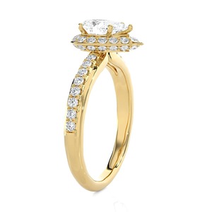 Anillo de compromiso de oro amarillo con halo de diamantes cultivados en laboratorio de corte pera personalizado de 2.5 quilates - Proveedor - Product Image 2