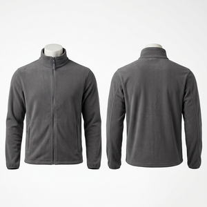 Veste de travail en polaire premium 320 GSM, gris, fermeture éclair intégrale, vêtements de travail d'hiver, broderie personnalisée, impression de logo, randonnée hivernale, camping - Product Image 1
