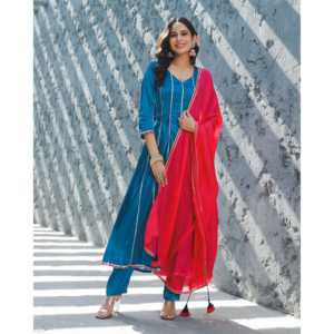 Conjunto de Traje Nora Azul XS de Satén con Detalles en Gota - Product Image 4