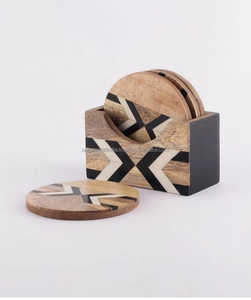Posavasos decorativo para té y café, juego de posavasos de madera de 4 posavasos de artículos para el hogar para accesorios de mesa - Product Image 4
