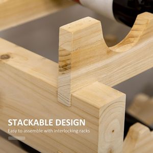 Espositore modulare autoportante da 72 bottiglie impilabile portabottiglie con finitura naturale per la dispensa della cucina o la conservazione della cantina - Product Image 5