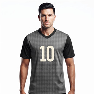 Maillot de football personnalisé à manches courtes pour homme, 100 % polyester, col en V, vêtement de fitness pour homme - Product Image 6
