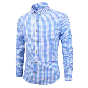 Chemise de travail pour homme avec logo personnalisé, coupe ajustée, 100% coton sergé, vêtements de bureau, fabricant OEM ODM, vente en gros - Product Image 1