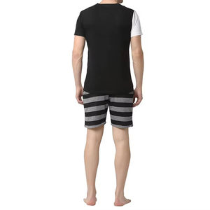 Hot Selling Men's Cotton Patchwork T-Shirt <b>Set</b> Color Blocking Crew Neck Casual Summer Shorts Breathable <b>Knitted</b> Style Bulk Order - Product Image 2