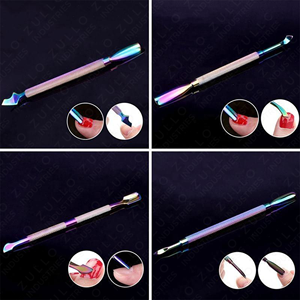 Empujador de Cutículas de Doble Punta de Acero Inoxidable Arcoíris, Raspador de Uñas con Logotipo Personalizado, Removedor de Piel Muerta, Herramienta de Manicura - Product Image 2