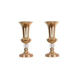 Vase à fleurs en aluminium glamour avec perles de cristal, vase décoratif pour table, centre de table de mariage, haute qualité - Product Image 2