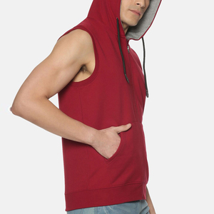Custom Logo Top Quality Breathable Casual Fitness Sleeveless Hoodie Sport Wear Solid Color <b>Pullover</b> <b>Men</b> Gym Sleeveless hoodies - Product Image 5