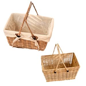 Eco-Friendly <b>Wicker</b> RATTAN Storage <b>Basket</b> Eco-Friendly Rattan <b>Basket</b> <b>with</b> Frame, Cotton Liner, <b>Handles</b> for Home Decoration - Product Image 1
