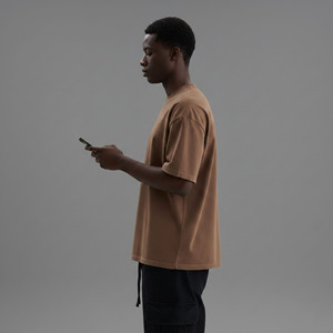 OEM Custom Logo Oversized 100% Cotton Knitted Eco-Friendly Breathable T-shirt Men Loose Fit Custom Printed Hip Hop men's Tees - Product Image 3