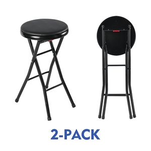 Modern Vinyl Padded Folding Counter <b>Stool</b> Black Set of 2 for <b>Dining</b> or Hotel - Product Image 1