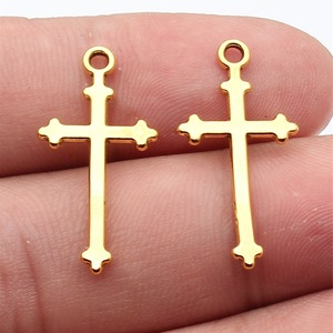 트레포일 팁 크로스 참 28x13mm 아연 합금 실버톤 슬림 십자가 펜던트 (묵주 제작용) - Product Image 3