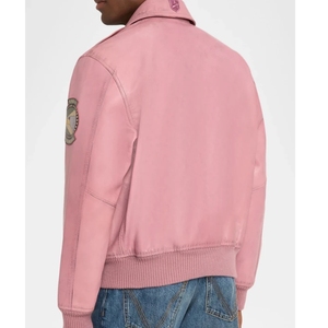 Veste d'aviateur en cuir véritable de qualité supérieure |   Collection de bombardiers emblématiques Signature Aura Pink Aviation Edition High-Octane - Product Image 2