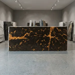 Dalles de pierre polies de qualité supérieure en granit Fish Gold, directement de l'usine, pour comptoirs, monuments, revêtements de sol et construction contemporaine - Product Image 3