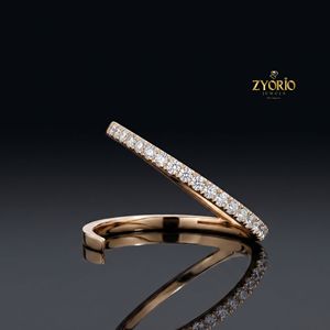 18K Gold Luxury Open Crossover <b>Ring</b> With Brilliant Round Moissanite Stones High End Designer <b>Fine</b> Jewelry <b>Ring</b> - Product Image 2
