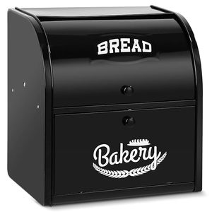 Caja de Pan Metálica Vintage con Tapa Abatible, Contenedor Hermético para Almacenamiento de Alimentos en la Cocina - Product Image 1