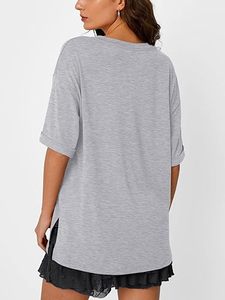 Oversized Crew Neck Tshirt Breathable Eco-Friendly Fabric Print Summer Tunic for Workout Gym Casual Home Wear - Product Image 4