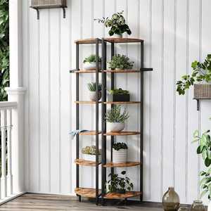 Support de plantes en métal minimaliste moderne avec étagères en bois pour plantes vertes d'intérieur et pots de fleurs - Product Image 5