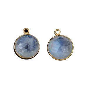 จี้สายรุ้งมูนสโตน12มม. สีฟ้าประกายระยิบระยับเครื่องประดับหินธรรมชาติเงินสเตอร์ลิงชุบทองของขวัญ - Product Image 2
