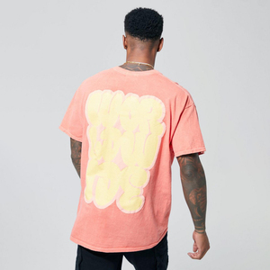 Camiseta de Hombre para la Nueva Temporada 2026, Estilo Urbano, con Gráfico de Letras en 3D con Efecto Burbuja, Algodón Suave, Felpa Francesa, Corte Regular - Product Image 1
