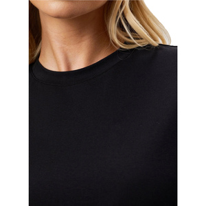 T-shirt noir surdimensionné à col rond pour femme, manches courtes, coupe ample, couleur unie, jersey, à porter toute l'année - Product Image 5