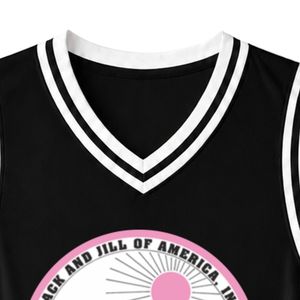 เสื้อบาสเก็ตบอลปักลาย Black Jack & Jill Crest สำหรับผู้หญิง แบบไม่มีแขน คอวี ทรงสปอร์ต แต่งขอบสีขาว - Product Image 2
