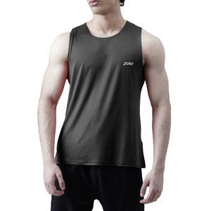 Black Wide Shoulder Crew Neck Slim Fit Tank Top Gym Fitness <b>Running</b> Vest Athletic <b>Singlet</b> Sports Jersey Wholesale - Product Image 3