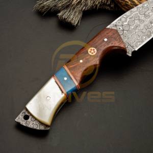 Cuchillo de Caza Personalizable DIY OEM de Acero de Damasco con Mango de Hueso - Cuchillos RB de 8 Pulgadas de Longitud Total, Garantía de 3 Años, Cuchillo Premium - Product Image 3