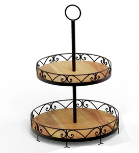 2-Tier Mango Wood Cupcake Stand Macaron Plate Cake Dessert Fruit Snack Candy Buffet Display for Wedding Home Party Cake Stand - Product Image 4