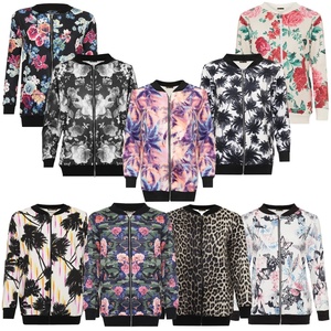 Womens Ladies Biker Celebrity Camo Flower FLoral Print Bomber Jacket - Product Image 6