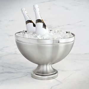 Bac à glace classique en acier inoxydable poli pour vin, capacité 5L, motif floral, utilisation durable sur table - Product Image 1