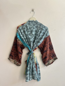 Indian Vintage Women Crepe Silk <b>Kimono</b> Robe Short Lounge Wear <b>Beach</b> Cover Up Gift For Her - Product Image 6