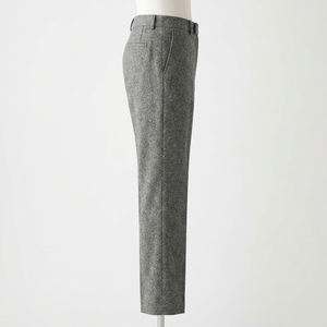 Pantalon de bureau gris taille haute à jambe large 100 % laine coupe ample décontracté à devant plat pleine longueur pour femme (ODM) – Collection Automne - Product Image 3