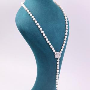 Collar de Perlas de Agua Dulce de 8-9 mm de Zhuji Pearl Aquaculture, con Gran Brillo y Pequeños Defectos, Estilo Cadena para Suéter - Product Image 1