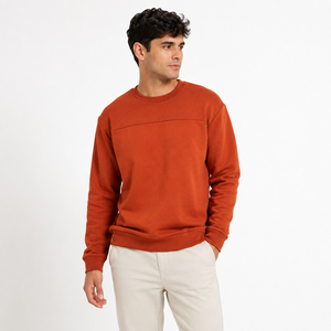 Sudadera Básica Premium para Hombre, Bordada, Lavado Ácido, Cuello Redondo, Corte Holgado, Estilo Urbano, Cómoda, Hip Hop - Product Image 3