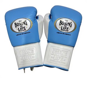 No Boxing No Life Boxing Gloves Blue White <b>Lace</b>-Up PU Leather Training Gear for Adults - Product Image 4