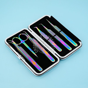 Pinzas de pestañas de volumen ruso de etiqueta privada Pinzas de pestañas de punta de fibra 45 Pinzas de aislamiento curvas de punta de 90 grados para Classic - Product Image 6