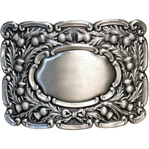 Hebilla de cinturón para kilt Piper - Plateada Antigua - Latón Inoxidable con Diseño Icónico de Cardo - Hebilla Tradicional Escocesa de las Tierras Altas - Product Image 1