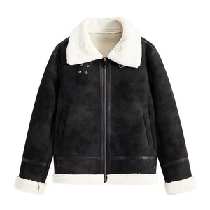 <b>Men</b> Sherpa Lined <b>Jacket</b> Faux <b>Suede</b> Bomber Coat Zip Up Winter Outerwear for Casual Streetwear - Product Image 6