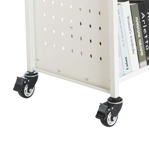Carrello Porta Libri con Ruote, Capacità 150 kg, Dimensioni 97 x 51.6 x 122.5 cm, Scaffali Metallici a Doppio Lato a Forma di W, Altezza 7.6 cm - Product Image 3