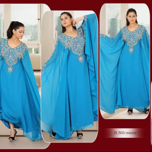 Elegante Vestido Maxi de Georgette con Elasticidad en Cuatro Direcciones, Corte en A, Bordado Floral, Color Verde Salvia, Corpiño Transparente con Ilusión Óptica, Manga Larga para Boda - Product Image 3