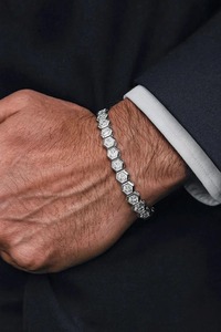 Pulsera de tenis de platino con diamantes cultivados en laboratorio de corte hexagonal, unisex, fina, de lujo, para boda, regalo de joyería - Product Image 3