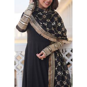 ROBE COUPE ALIA READYMADE NOIR AVEC SET-KKA-1070 DUPATTA - Product Image 4