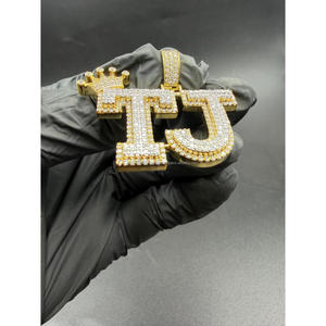 Custom <b>Initial</b> Crown <b>Pendant</b> Iced Out Moissanite Diamond Hip Hop Necklace Gold Bling Chain Gift - Product Image 6