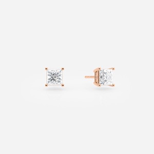 Pendientes de Diamantes con Corte Princesa, Engaste de Oro Rosa, Diseño Geométrico Clásico, para Uso Diario de Mujeres - Product Image 6